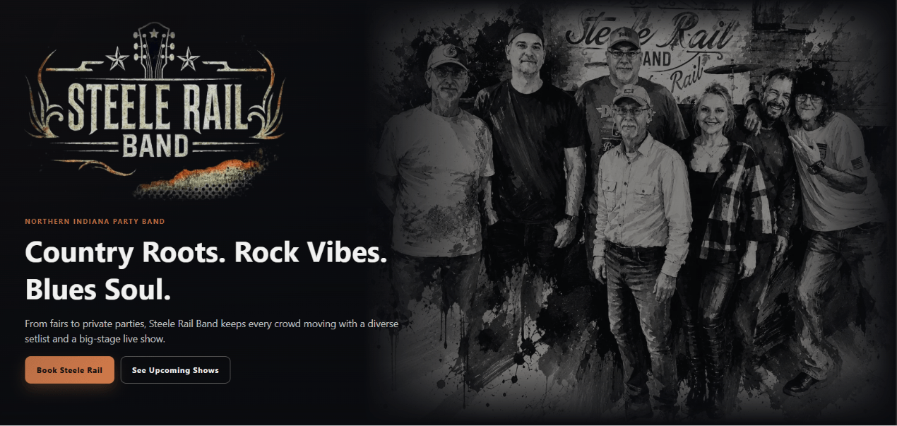 Steele Rail Band website screenshot